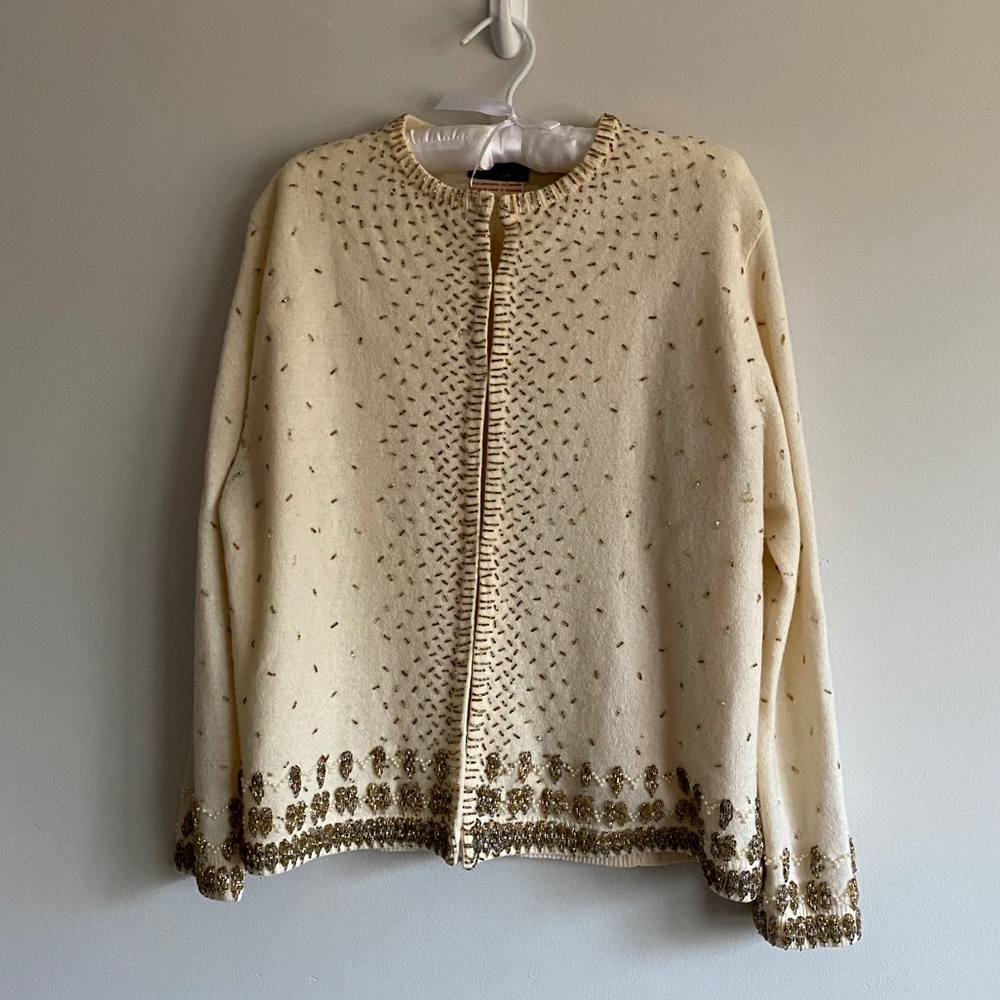 Vintage beaded wool and angora sweater